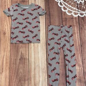 Old Navy Kids Fire Truck Pajama Set - Gray and Red
